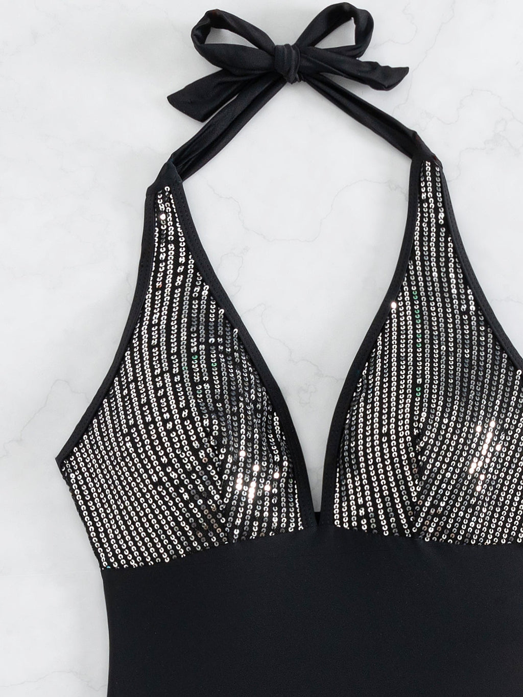 One Piece Swimsuit Women One Piece Halter Sequined Sexy Backless Bikini Swimsuit Bella Mia