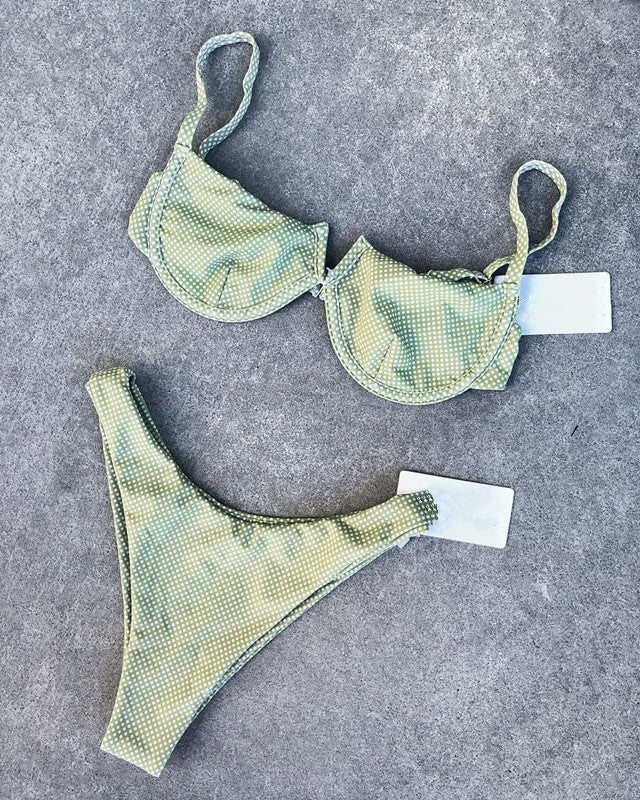 Women Seperated Swimwear Retro Dot Steel Bracket Gathered Sexy Bikini Bella Mia
