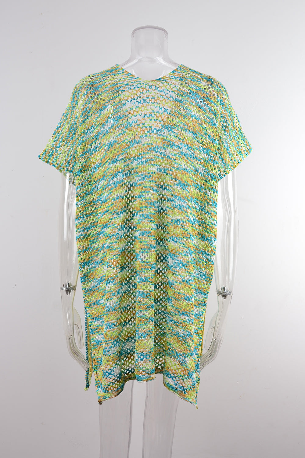 Blouse Summer Rainbow Stitching Hollow Out Cutout Loose Bikini Beach Shirt Knitwear Bella Mia