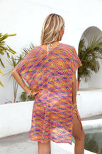 Blouse Summer Rainbow Stitching Hollow Out Cutout Loose Bikini Beach Shirt Knitwear Bella Mia