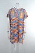Blouse Summer Rainbow Stitching Hollow Out Cutout Loose Bikini Beach Shirt Knitwear Bella Mia