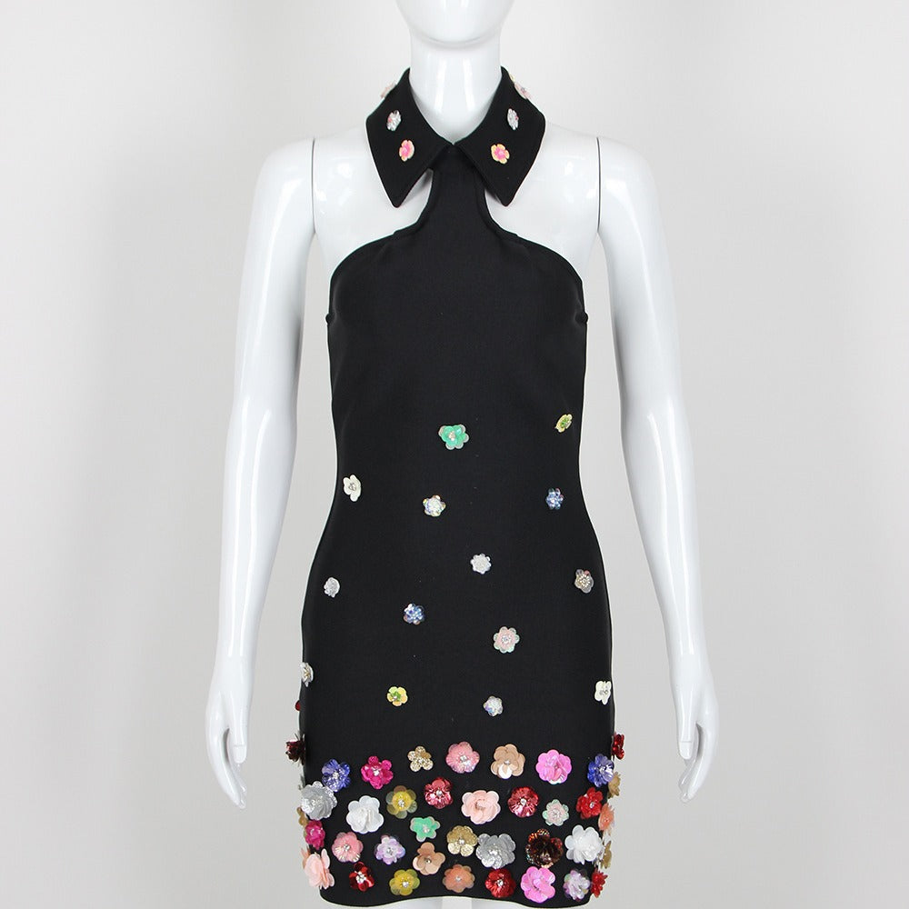 Spring Sexy Handmade Floral Halter Bandage One Piece Dress Short Bandage Dress for Women Bella Mia
