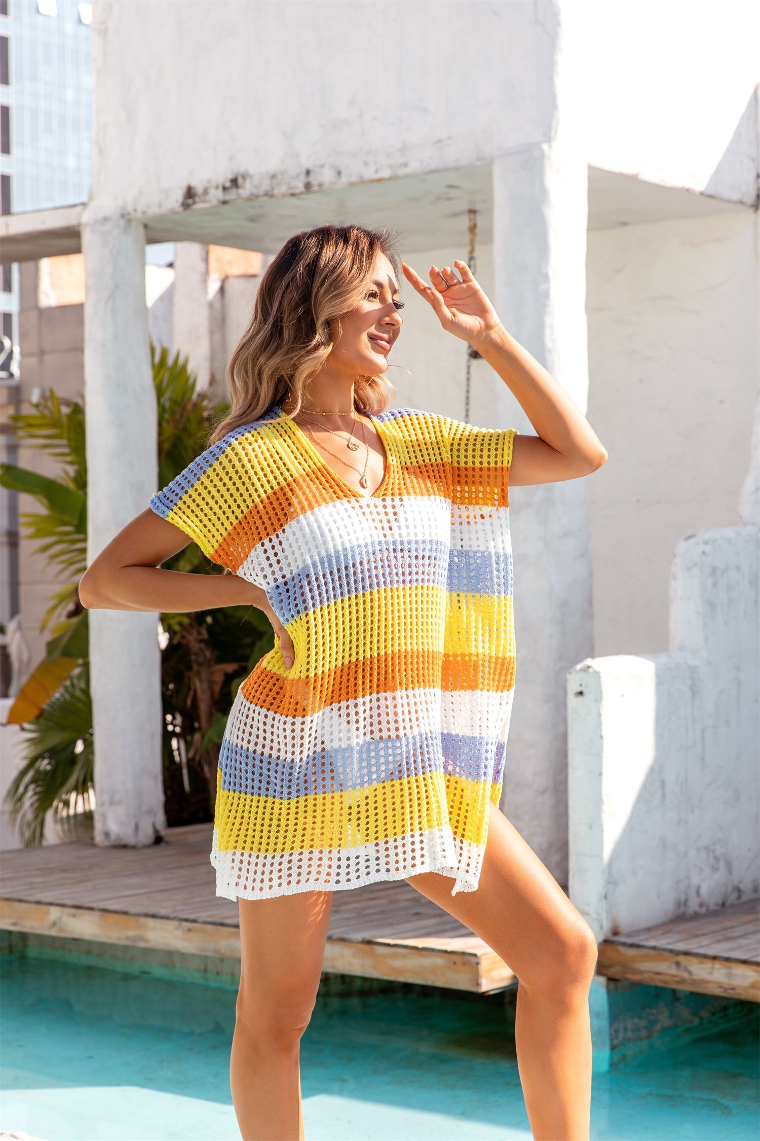 Summer Women Clothing Beach Shirt Loose Multicolor Beach Cover Up Vacation Sun Protection Clothing Bella Mia