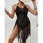 Beach Vacation Sexy Big Backless Hand Crocheting Lace Up Cutout Tassel Bikini Short Top Crochet hook Bella Mia