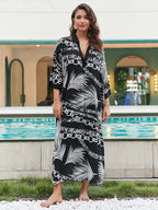 Rayon Tie Dyed Beach Blouse Sexy Robe Vacation Sun Protection Shirt Beach Cover Up Bella Mia