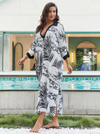 Rayon Tie Dyed Beach Blouse Sexy Robe Vacation Sun Protection Shirt Beach Cover Up Bella Mia