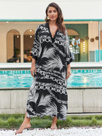 Rayon Tie Dyed Beach Blouse Sexy Robe Vacation Sun Protection Shirt Beach Cover Up Bella Mia