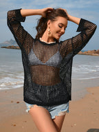 Summer Cutout Sling Seaside Vacation Sexy Loose Bikini Beach Cover-up Women Knitwear Bella Mia