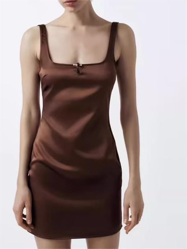Winter Women Clothing Silk Satin Texture Underwear Dress