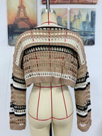 Spring Summer Women Hollow Out Cutout Striped Stitching Sexy Pullover Women Knitwear Bella Mia