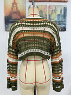 Spring Summer Women Hollow Out Cutout Striped Stitching Sexy Pullover Women Knitwear Bella Mia