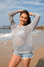 Summer Women Round Neck Five Pointed Star Sexy Cutout Pullover Women Knitwear Bella Mia