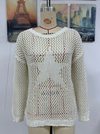 Summer Women Round Neck Five Pointed Star Sexy Cutout Pullover Women Knitwear Bella Mia
