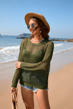 Summer Women Knitwear Round Neck Love Beach Cover Up Vacation Solid Color Women Knitwear Bella Mia
