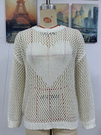 Summer Women Knitwear Round Neck Love Beach Cover Up Vacation Solid Color Women Knitwear Bella Mia