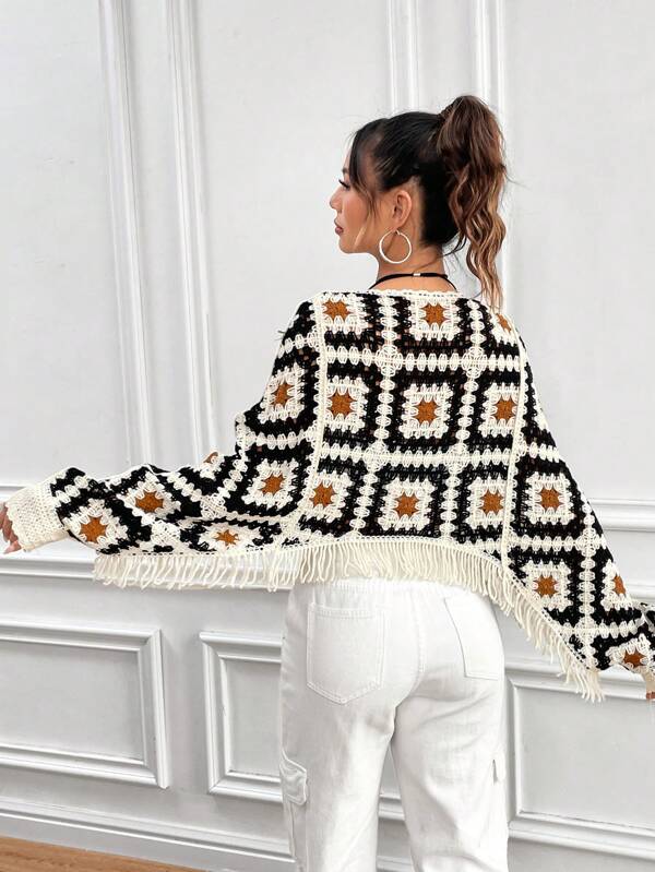 Women Summer New Crocheted Hollow Tassel Mat Crochet hook Bella Mia