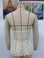 Spring Summer Hollow Out Cutout Beach Holiday Knitted Blouse Coat Beach