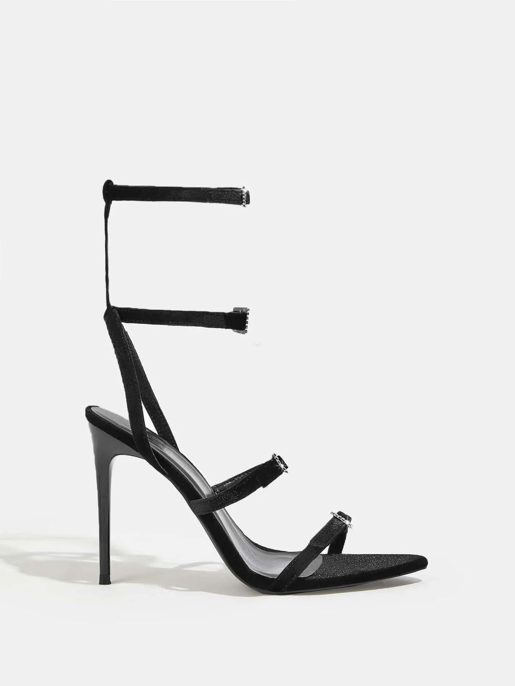 11cm Stiletto Heel Red Black Pointed Women Summer High Heel Sandals Women Rhinestone Buckle Heels plus Size Bella Mia