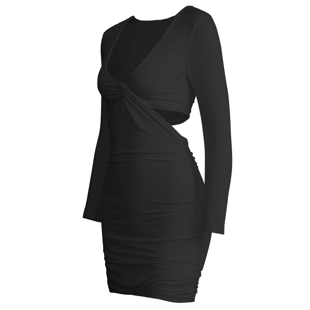 Sexy V-neck Long Sleeve Hollow Out Cutout Sheath Dress Wish Autumn Winter Women Wear Bella Mia