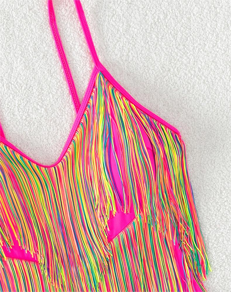 African One Piece Swimsuit Women Solid Color Tassle Strap Swimming Swimsuit Bella Mia