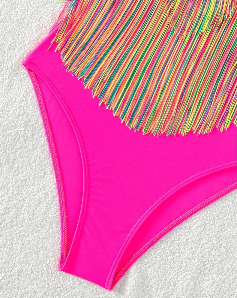 African One Piece Swimsuit Women Solid Color Tassle Strap Swimming Swimsuit Bella Mia
