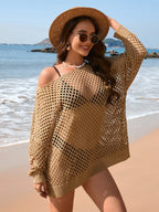 Summer Arrival Knitwear Long Sleeve Solid Color Loose round Neck Hollow Out Cutout out Women Knitwear Bella Mia