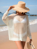 Summer Arrival Knitwear Long Sleeve Solid Color Loose round Neck Hollow Out Cutout out Women Knitwear Bella Mia