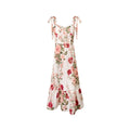 Spring Retro Vacation Floral Printing White Background Lace up Sleeveless Cami Dress Bella Mia