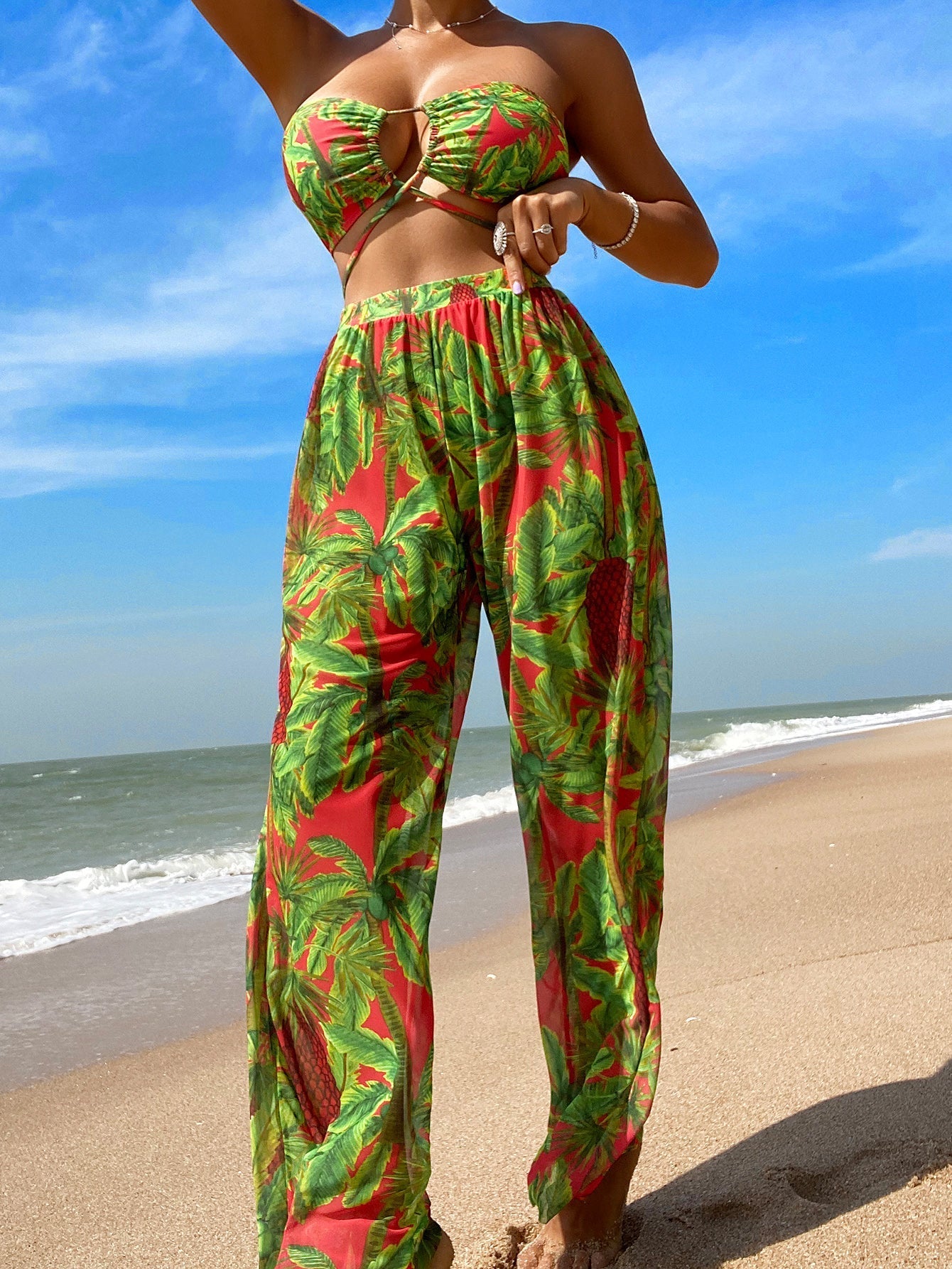 Swim Trunks Women Sexy Two Piece Sun Protection Swimsuit Bikini Three Piece Strap Trousers Swimming Bella Mia