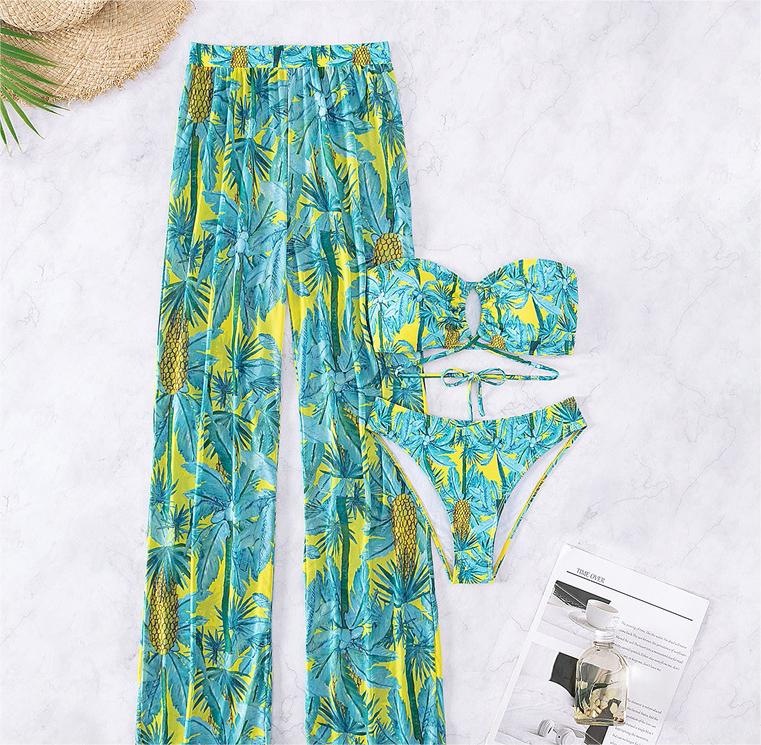 Swim Trunks Women Sexy Two Piece Sun Protection Swimsuit Bikini Three Piece Strap Trousers Swimming Bella Mia