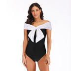 Solid Color Sexy Bandeau One Shoulder Sunscreen Beach Dress One Piece Ladies Two Piece Set Swimsuit Bella Mia
