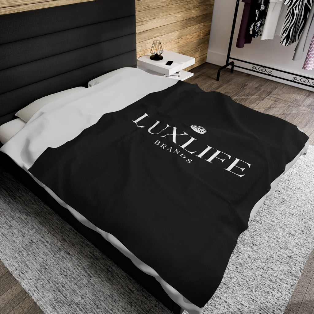 Luxlife Brands Black Velveteen Plush Blanket Printify