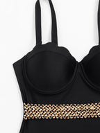 Swimsuit Women Sexy Siamese Push Up Sling Solid Color Swimsuit Bella Mia