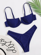 Swimsuit Women Steel Bracket Gathered Sexy Bikini Solid Color Bikini Swimsuit Bella Mia