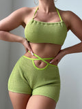 Solid Color Halter Sexy Split Swimsuit Bella Mia