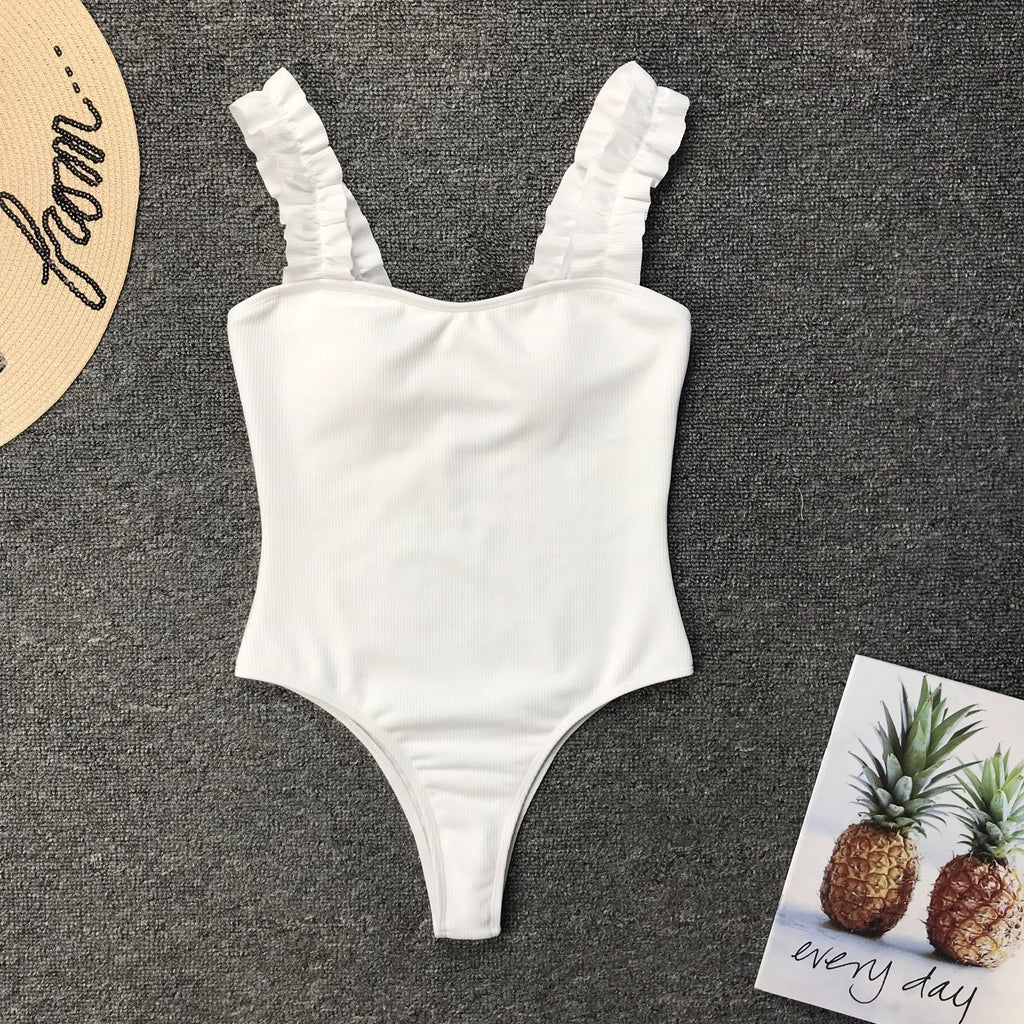Women Bikini Solid Color Stringy Selvedge Shoulder Strap Sexy Swimsuit Bella Mia