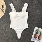 Women Bikini Solid Color Stringy Selvedge Shoulder Strap Sexy Swimsuit Bella Mia
