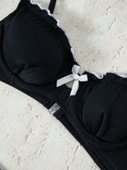 Bikinx Solid Color Contrast Binding Thin Strap Bikini Set With Underwire Bella Mia