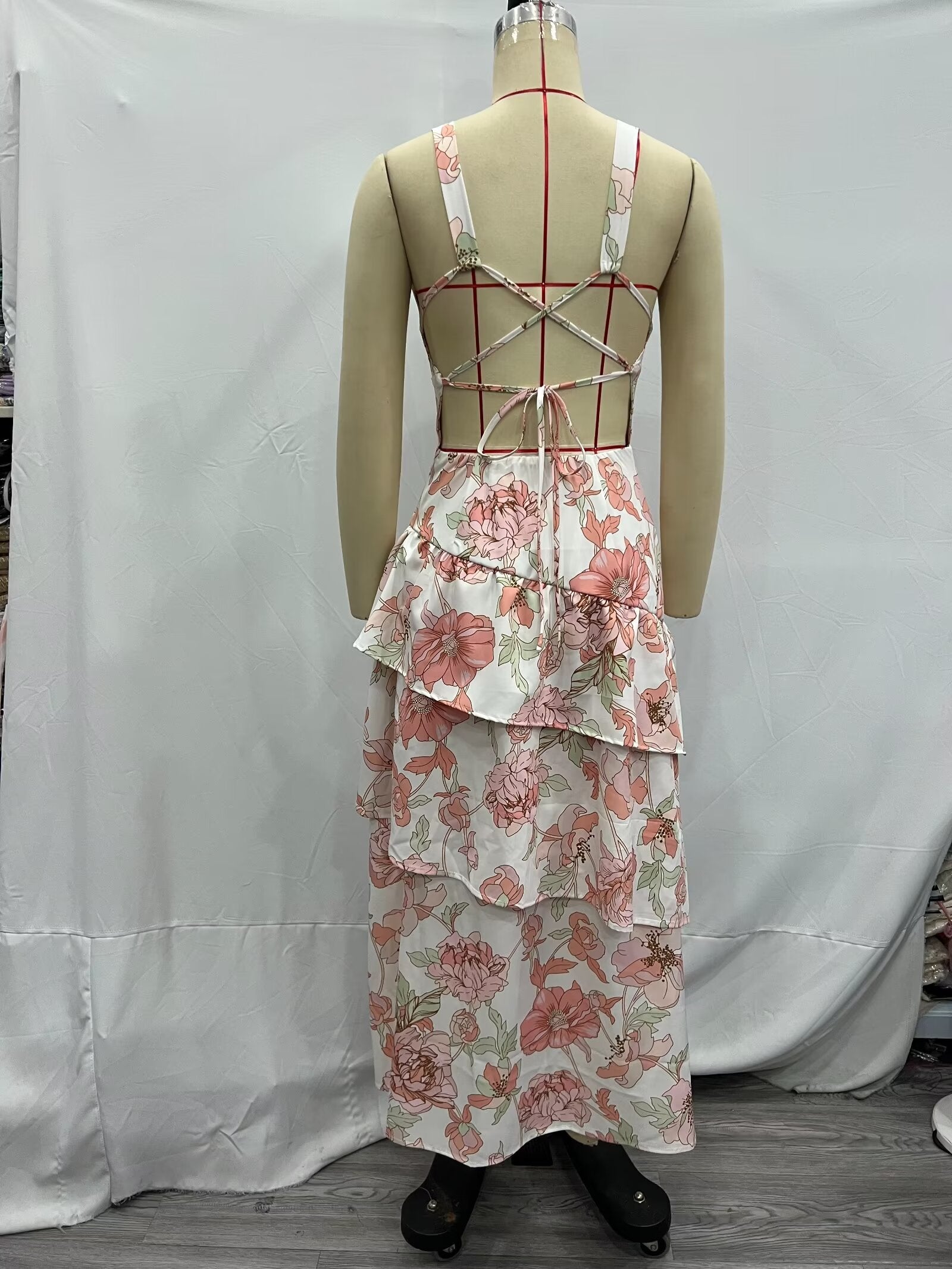 Summer Women Clothing Printed Asymmetric Tiered Dress