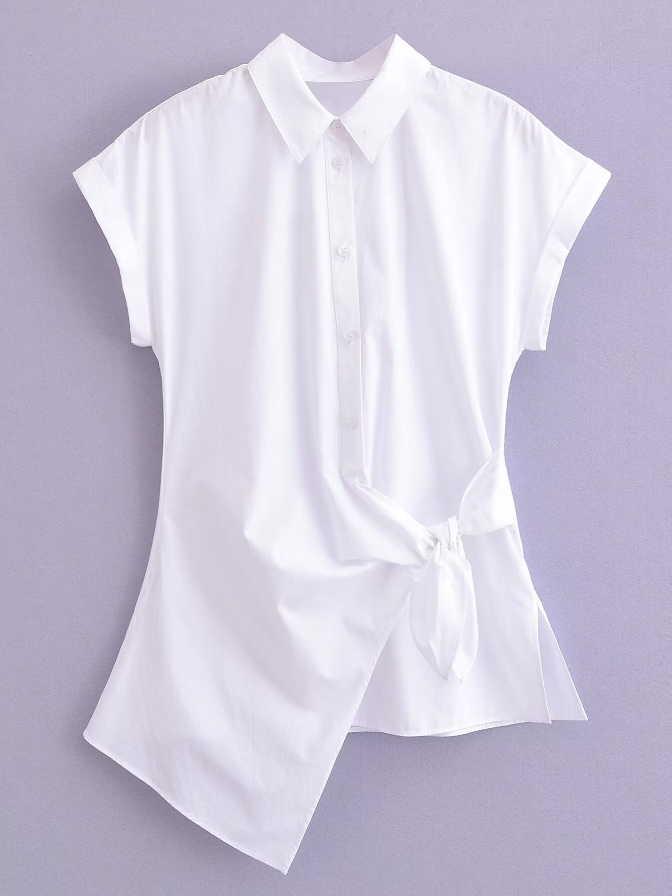 Spring Summer Type Elegant Retro Design Lace up White Shirt Poplin Shirt Women Tops Bella Mia