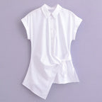 Spring Summer Type Elegant Retro Design Lace up White Shirt Poplin Shirt Women Tops Bella Mia