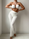 Solid Color Thread Fabric Halter Bikini Trousers Three Piece Set Sexy Swimsuit Bella Mia