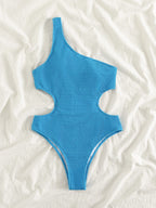 Swimsuit Blue Small Waist Sexy One Shoulder Swimsuit Women One Piece Thread Swimsuit Bella Mia