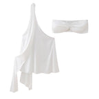 Spring Summer Women Clothing Dress Sexy Satin Slant Shoulder Mini Party Two Piece Dress Bella Mia