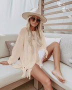Summer Fishnet Beach Cover Up Long Sleeve Sun Protection Overshirt Beach Cover Shirt Bella Mia