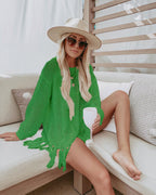 Summer Fishnet Beach Cover Up Long Sleeve Sun Protection Overshirt Beach Cover Shirt Bella Mia