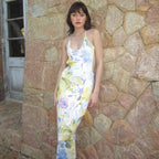 Women Clothing Spring Summer Printed Sexy Backless U Neck Slim Strap Dress Bella Mia