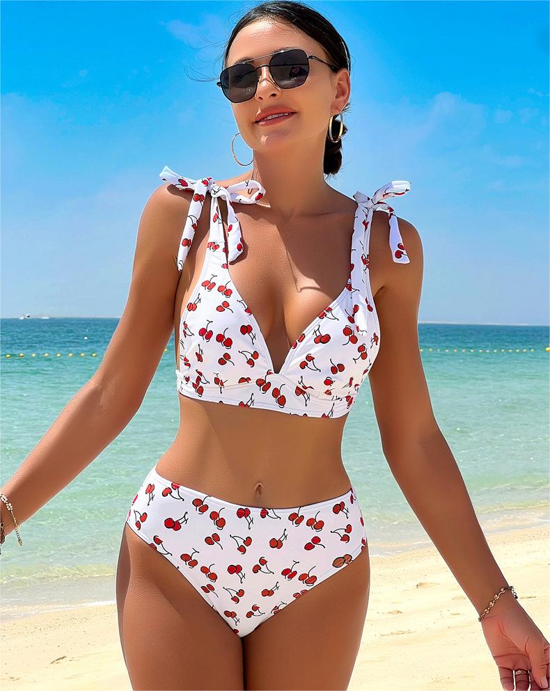 Bikini Sexy Fruit High Waist Bikini Bow Lace Up Swimsuit Bella Mia
