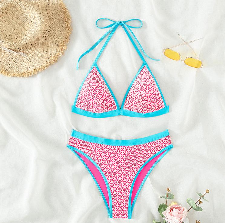 Bikini Sexy Bikini Swimsuit Women Contrast Color Halter Mesh Swimsuit Bella Mia