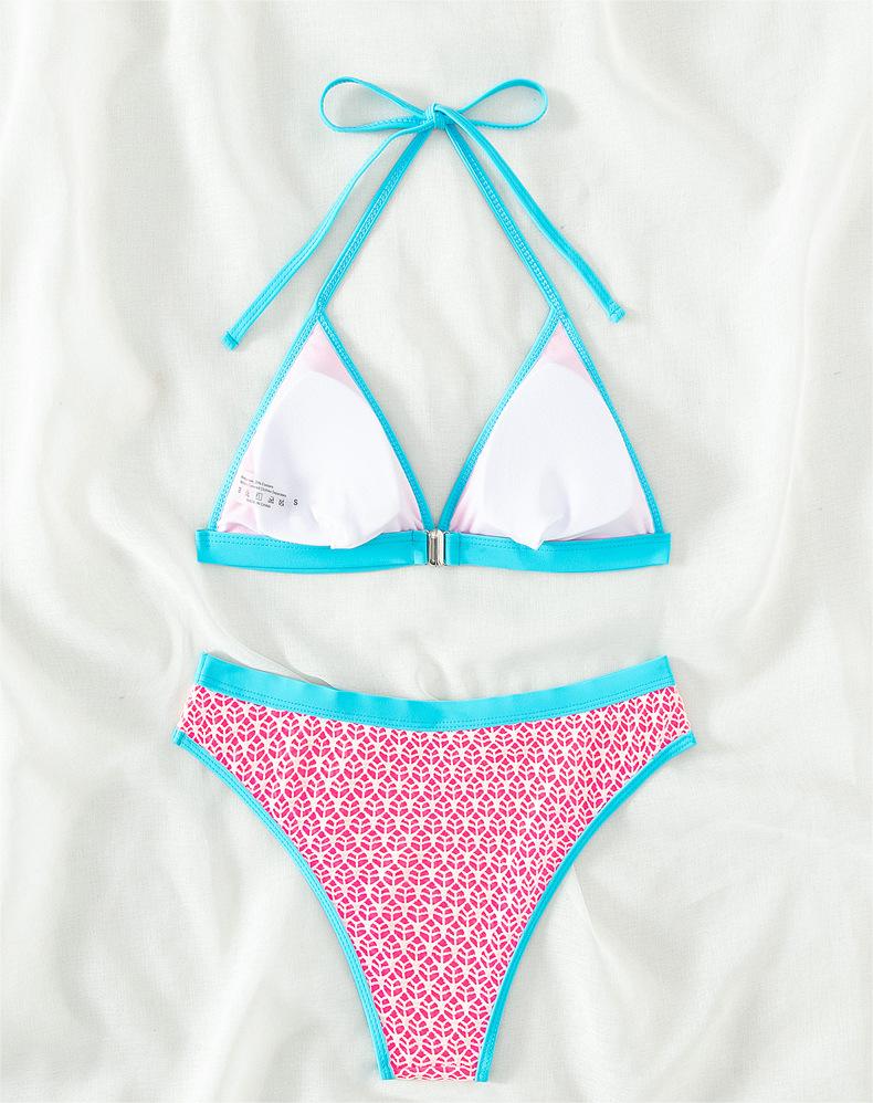 Bikini Sexy Bikini Swimsuit Women Contrast Color Halter Mesh Swimsuit Bella Mia
